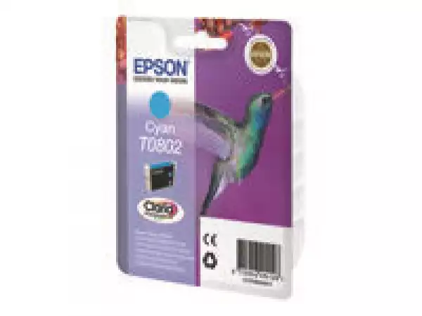 EPSON 1LB T0802 ink cartridge cyan standard capacity 7.4ml 935 pages 1-pack blister without alarm