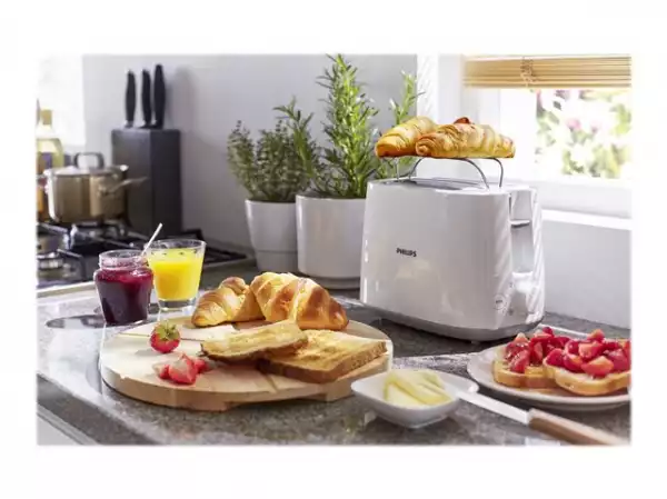 PHILIPS Daily Collection Toaster HD2581/00 8 settings Integrated bun warming rack Compact design