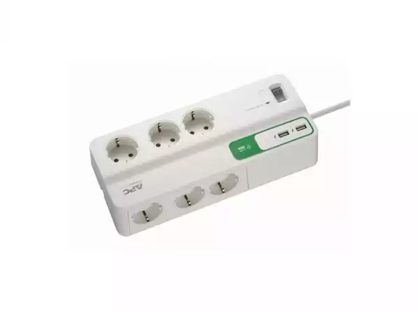 APC Essential SurgeArrest 6 outlets with 5V 2.4A 2 port USB charger 230V