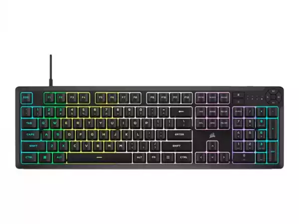 Corsair K55 CORE RGB Gaming Keyboard - Black, Fully customizable ten-zone RGB backlight, dedicated media control buttons