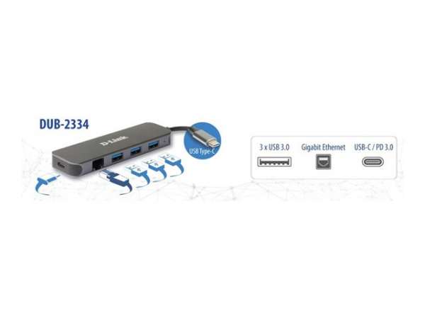 D-Link 5-in-1 USB-C Hub with Gigabit Ethernet/Power Delivery