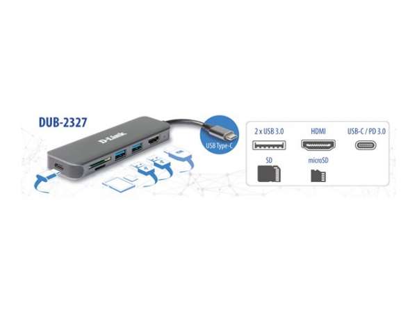 D-Link 6-in-1 USB-C Hub with HDMI/Card Reader/Power Delivery