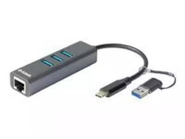 D-LINK USB-C/USB to Gigabit Ethernet Adapter with 3 USB 3.0 ports