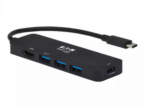 EATON TRIPPLITE USB-C Multiport Adapter - 4K 60 HDMI 3 USB-A Hub Ports 100W PD Charging HDR HDCP 2.2