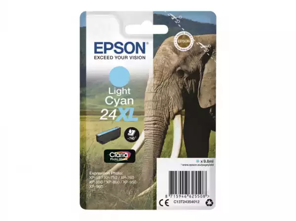 EPSON 5LB 24XL ink cartridge light cyan high capacity 9.8ml 740 pages 1-pack blister without alarm