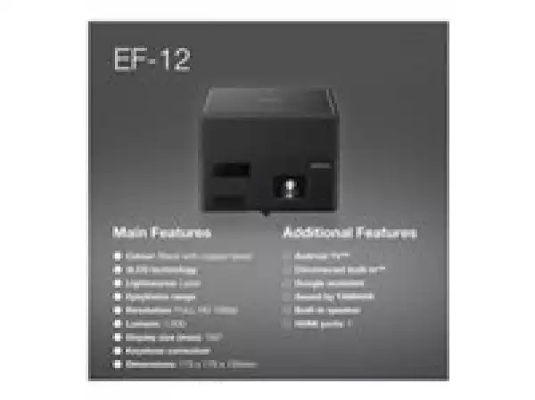 EPSON EF-12 Projector FHD 1920x1080 1000Lumen 2500000:1 HDMI USB 2.0 Type A USB 2.0 Type B