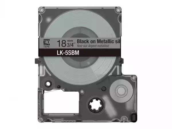 EPSON Metallic Tape Silver/Black 18mm 9m LK-5SBM