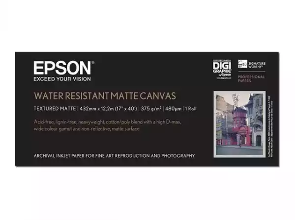 EPSON Paper Canvas Roll A3 17inch 43.2cm x 12.2m 375g/m2 water resistant matte