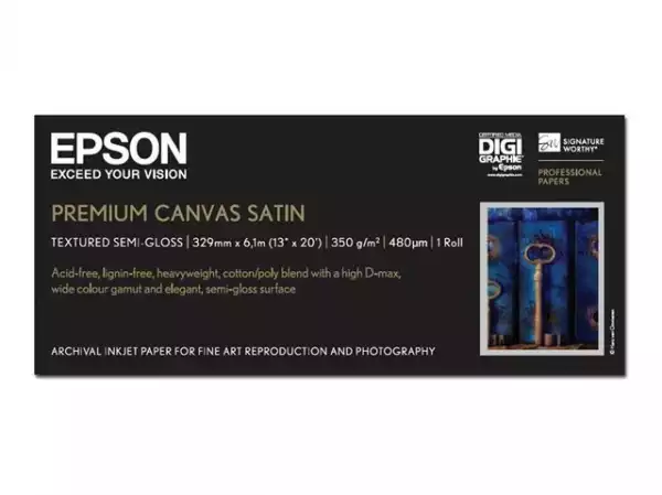 EPSON Premium Satinch Canvas Roll A3 13inch 33cm x 6.1m 350g/m2
