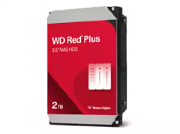 HDD NAS WD Red Plus 2TB CMR, 3.5'', 64MB, 5400 RPM, SATA, TBW: 180