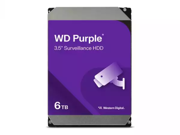 HDD Video Surveillance WD Purple 6TB CMR, 3.5'', 256MB, SATA 6Gbps, TBW: 180