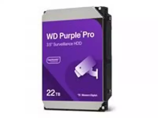 HDD Video Surveillance WD Purple Pro 22TB CMR (3.5'', 512MB, 7200 RPM, SATA 6Gbps, 550TB/year)