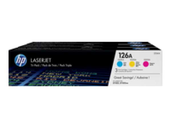 HP 126A Cyan/Magenta/Yellow Tri-pack LaserJet Toner Cartridges
