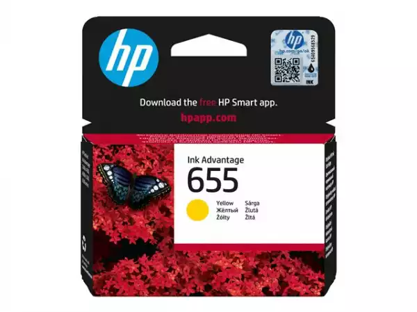 HP 655 original Ink cartridge CZ112AE BHK yellow standard capacity 600 pages 1-pack
