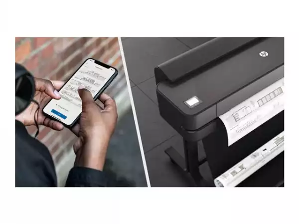 HP DesignJet T650 24inch large-format printer colour ink-jet Roll A1 61.0cmx91.4 m 2400x1200dpi 0.43 min/page USB LAN Wi-Fi Cutter