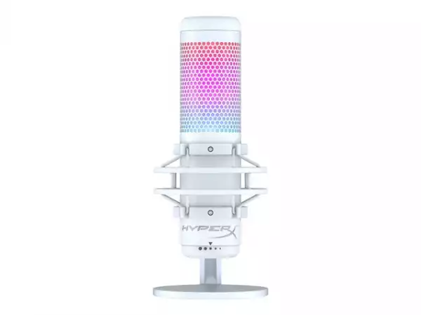 HP HyperX QuadCast S Microphone Stereo Omnidirectional Cardioid Bidirectional modes compatible PC Playstion and Mac White