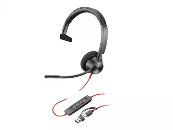 HP Poly Blackwire 3310 Monaural Microsoft Teams Certified USB-C Headset +USB-C/A Adapter