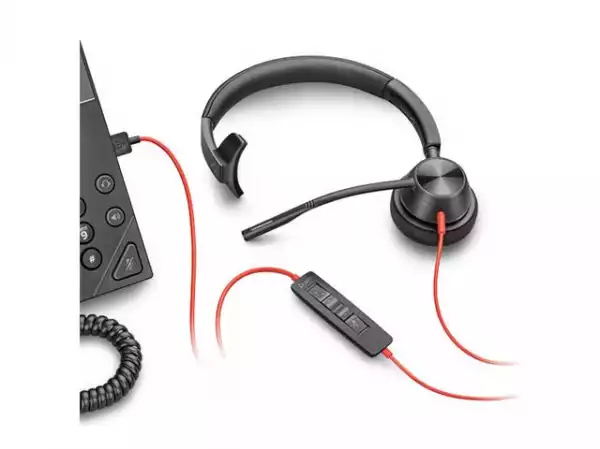 HP Poly Blackwire 3315 Blackwire 3300 series headset on-ear wired active noise cancelling 3.5mm jack USB-C black