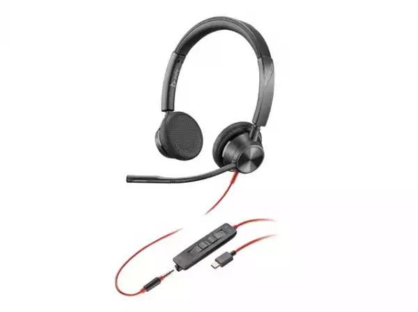 HP Poly Blackwire 3325 Stereo USB-C Headset +3.5mm Plug +USB-C/A Adapter