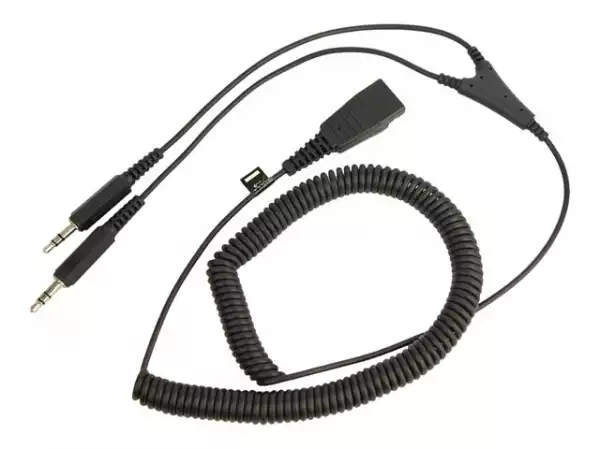 JABRA QD Cord to 2x 3.5mm pin plug coiled 0.5-2meters for GN2100 GN2000 GN2200