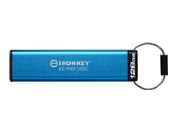 KINGSTON 128GB USB-C IronKey Keypad 200C FIPS 140-3 Lvl 3 Pending AES-256