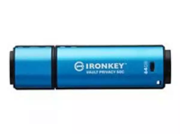 KINGSTON 64GB USB-C IronKey Vault Privacy 50C AES-256 Encrypted FIPS 197