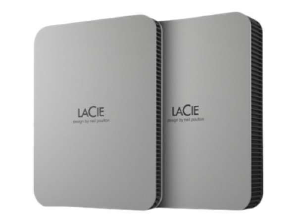 LACIE Mobile Drive HDD USB-C 1TB 2.5inch Moon Silver with USB-C cable
