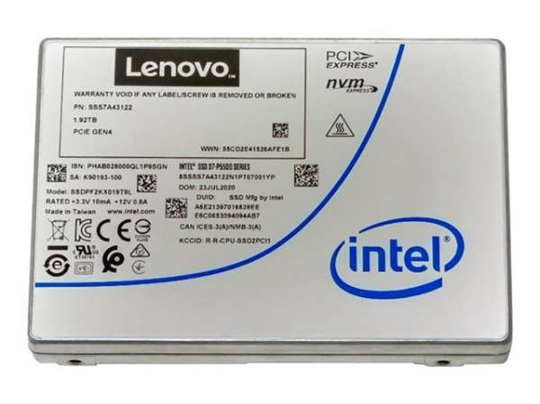 LENOVO ISG ThinkSystem U.2 Intel P5500 1.92TB Entry NVMe PCIe 4.0 x4 Hot Swap SSD