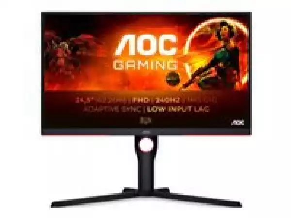 Монитор AOC 25G3ZM/BK, 24.5" VA WLED, 1920x1080@@240Hz, 1ms GtG, 0.5ms MPRT, 300cd m/2, 3000:1, 80M:1 DCR, AdaptiveSync, FlickerFree, Low Blue Light, Tilt, Height Adjust, Pivot, Swivel, 2xHDMI, DP, USB hub