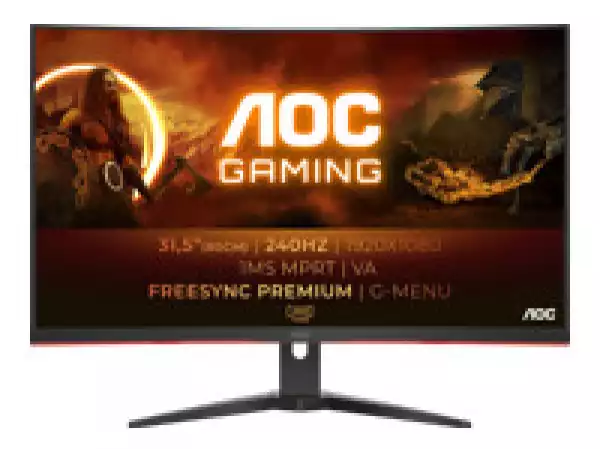Монитор AOC C32G2ZE/BK, 31.5" Curved 1500R, VA, WLED, 1920x1080@@240Hz, 4ms GtG, 1ms MPRT, 300cd/m2, 4000:1, DCR 80M:1, FreeSync, FlickerFree, Low Blue Light, Tilt, 2xHDMI, DP