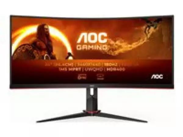Монитор AOC CU34G2XP/BK, 34" Curved 1500R VA, WLED, 3440x1440@@180Hz, 1ms GtG, 1ms MPRT, 430 cd/m2, 4000:1, 80M:1 DCR, Tilt, Height Adjust, Swivel, 2xHDMI, 2xDP, USB hub