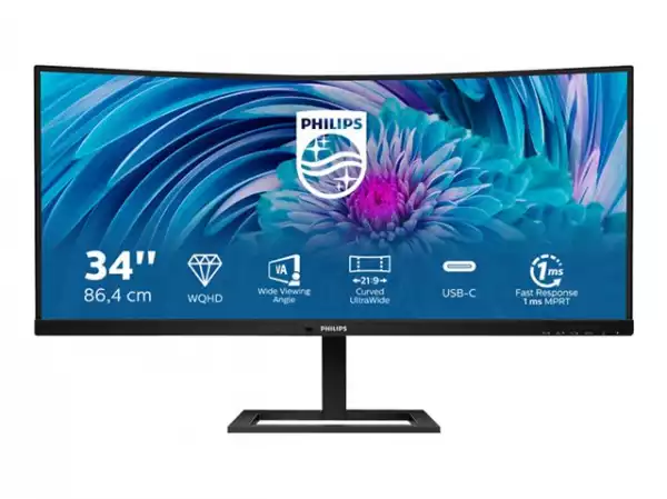 Монитор PHILIPS 346E2CUAE/00 34inch VA WLED 3440x1440 HDMI/DP/USB-C 65w Curved Speakers WQHD