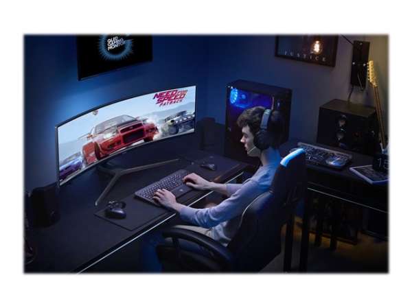 Монитор SAMSUNG C49HG90DMU 49inch 32:9 Curved 1800R 3840x1080 VA QLED HDR 1ms MPRT 144Hz HDMIx2 DP Dual hinge height adj stand VESA