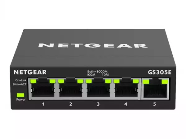 NETGEAR 5-Port Gigabit Ethernet Smart Managed Plus Switch for SMB Metal Case Desktop Fanless
