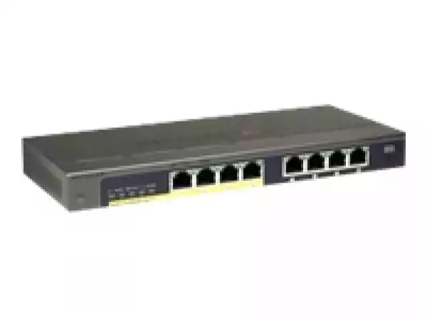 NETGEAR 8-Port Gigabit Plus Ethernet Switch 4xPoE - Network Surveillance QoS VLAN GreenPowerSaving - Desktop - fanless