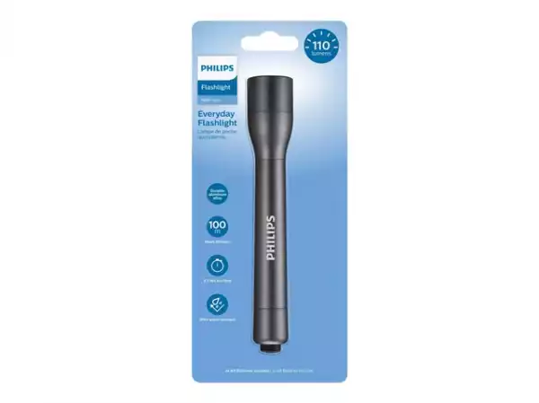 PHILIPS Flashlight LED IPX4 100M beam distance 2AA batteries included