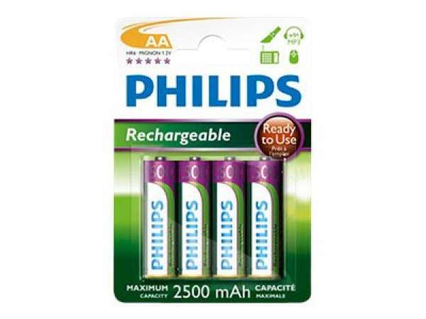 PHILIPS Rechargeable AA 2500 mAh 4-blister PHILIPS Rechargeable AA 2500 mAh 4-blister