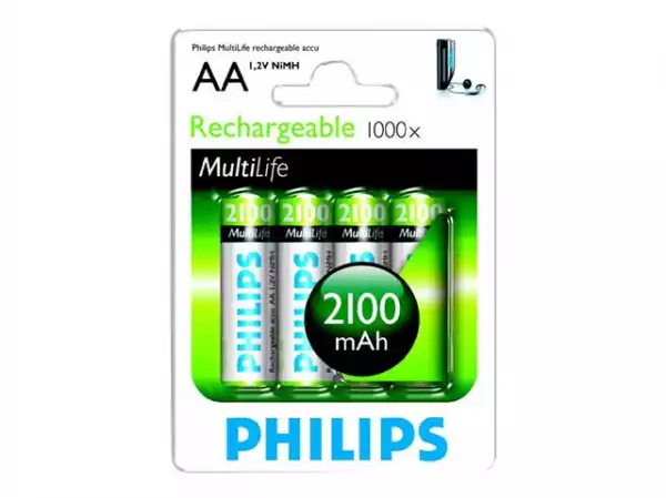 PHILIPS Rechargeable battery AA 2100 mAh 4-blister PHILIPS Rechargeable battery AA 2100 mAh 4-blister