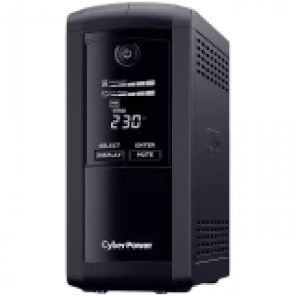 CyberPower UPS с AVR ,Line-Interactive, LCD display,700VA/390W, 4x Schuko, Runtime at 90W ( min ):33, Surge and Spike protection; VP700ELCD