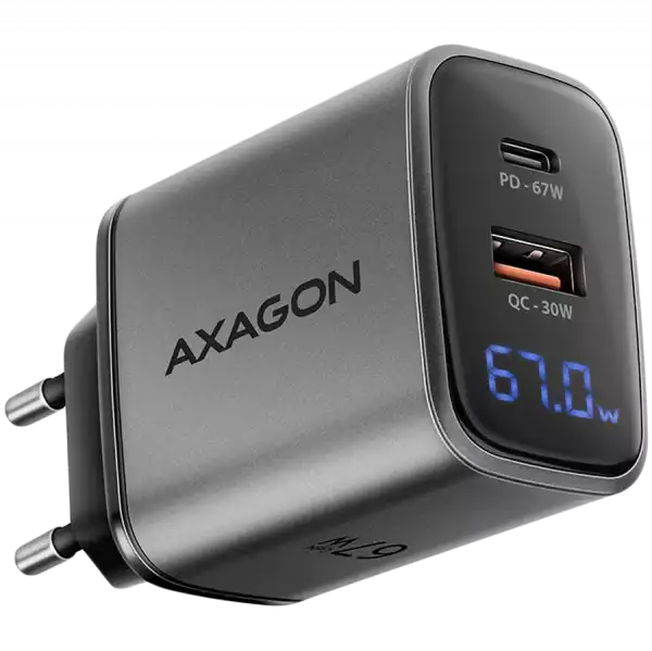ACU-PQ67D PD3.0 & QC4+2xOUTPUTS, LCD display, wall charger 67W
