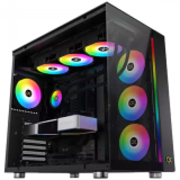 Xigmatek AQUA Ultra Air EN41907, Black, E-ATX/ATX/M-ATX/MINI ITX, USB 3.0 X 2, USB 2.0 X 2, USB-C X 1, HD AUDIO, Mesh Top, Front & Left TG, ARGB Strip, 7PCS Z20A&Galaxy II Fan Control Kit