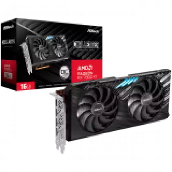 ASROCK Video Card AMD Radeon RX7800XT Challenger 16GB OC, GDDR6, 256-bit, 3x DisplayPort 2.1, 1x HDMI 2.1, 2x 8-pin Power Connectors, Recommended PSU 750W