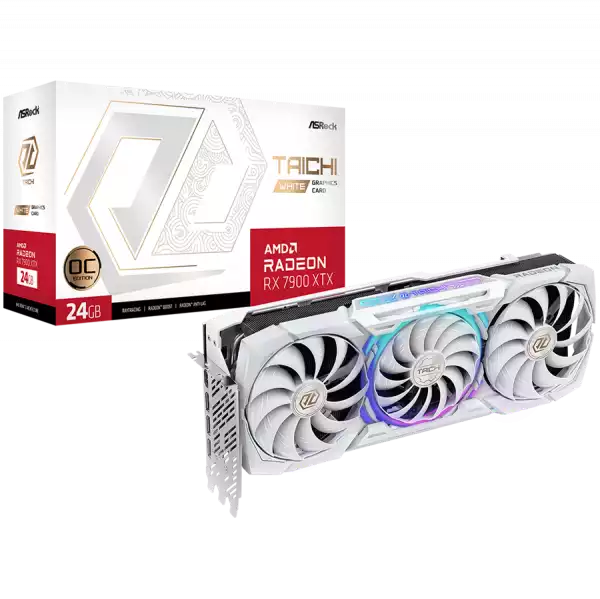ASROCK Video Card AMD Radeon RX7900XTX Taichi White 24GB OC, GDDR6, 384-bit, 3 x DisplayPort 2.1, 1 x HDMI 2.1, 3 x 8-pin Power Connectors, Recommended PSU 1000W
