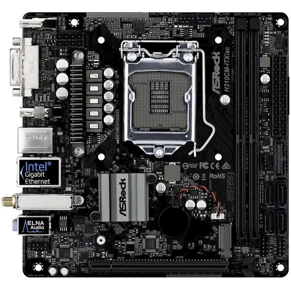 ASROCK Main Board Desktop H310 (S1151, 2xDDR4,1xPCIe x16, 4 SATA3 ,GLAN,DVI,HDMI,DP,USB 3.1 ) miniATX retail