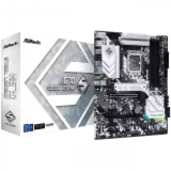 ASROCK Main Board Desktop H670 Steel Legend (S1700, H670, 4x DDR4, 2x PCIe x16, 3x PCIe x1, 4x SATA3 6.0Gb/s, 2x m.2 PCIe Gen4x4, RAID 0,1,5,10, 8x USB 3.2, 1x USB-C 1x RJ-45 2.5G Lan, HDMI, DP, ATX, Retail