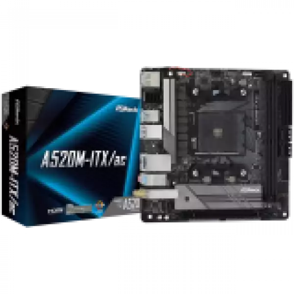 ASROCK Main Board Desktop A520M-ITX (AM4, 2xDDR4, 1x PCIe 3.0 x16, 1x M.2, 4x SATA3, 3x USB 2.0, 6x USB 3.2, GLAN, HDMI, DP, mATX)retail ASROCK Main Board Desktop A520M-ITX (AM4, 2xDDR4, 1x PCIe 3.0 x16, 1x M.2, 4x SATA3, 3x USB 2.0, 6x USB 3.2, GLAN, HDMI, DP, mATX)retail