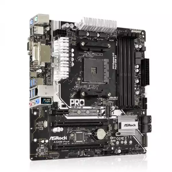 ASROCK Main Board Desktop AM4 A320 (SAM4,4xDDR4,2xPCI 3.0x16,2xPCI E 2.0x16, 1xPCI Ex1, SATA III,M2,USB3.0,VGA,DVD,HDMI,GLAN) mATX Retail