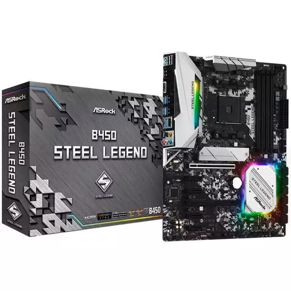 ASROCK Main Board Desktop B450 STEEL LEGEND (AM4, 4xDDR4, HDMI/DP ,2xPCIe x16,4xPCIe x1, 2xM.2, 6 SATA3, USB 3.1,Type-C 1xCOM Port Header, 1 x PS/2) ATX retail