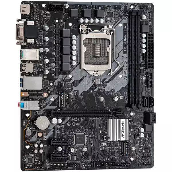 ASROCK Main Board Desktop B560 chipset (S1200, 2x DDR4, 1x PCIe x16, 2x PCIe x1, 4x SATA3 ,1x Ultra M.2, GLAN, 1x VGA, 1x DVI, 1x HDMI, 4x USB 3.2, 2x USB 2.0) mATX.