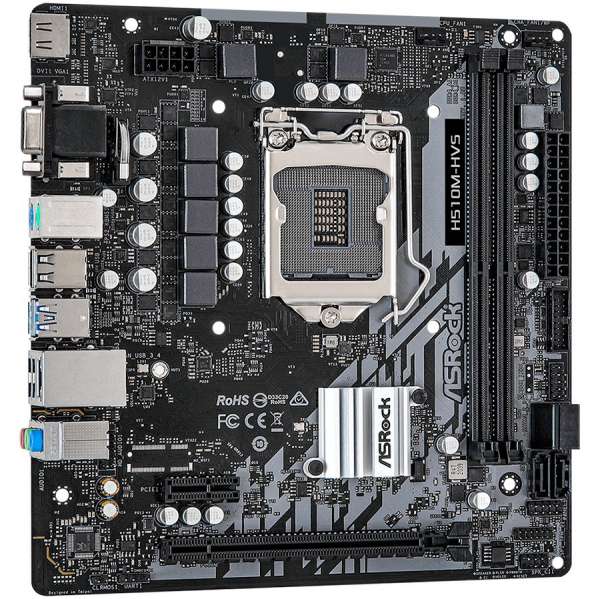 ASROCK Main Board Desktop H510 chipset (S1200, 2x DDR4, 1x PCIe x16, 1x PCIe x1, 4x SATA3, GLAN, 1x VGA, 1x HDMI, 2x USB 3.2, 4x USB 2.0)mATX.